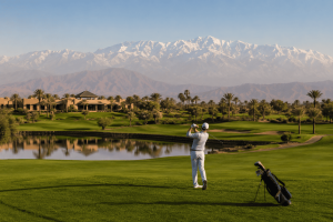 a man playing golf in a golf course