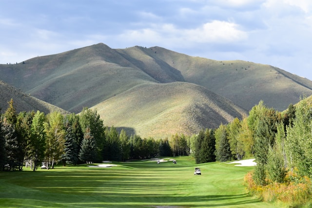 Luxury golf course surrounded by a scenic natural landscape